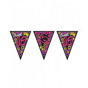 Neon Party Flag Sweet 16 - Paper Dreams