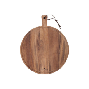 Pure Teak Wood Serveerplank Rond 35x3 cm met Sapgoot - Bowls and Dishes