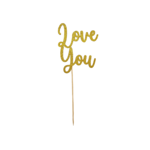 'Love You' Caketopper Glitter Gold - Kook Boutique